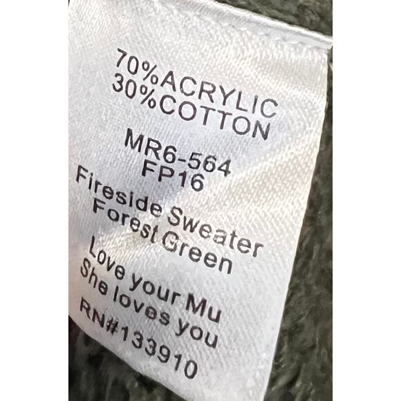 Show Me Your Mumu Sweater Women’s Green Varsity Chai Deer Knit Pullover Sz M - Picture 7 of 7